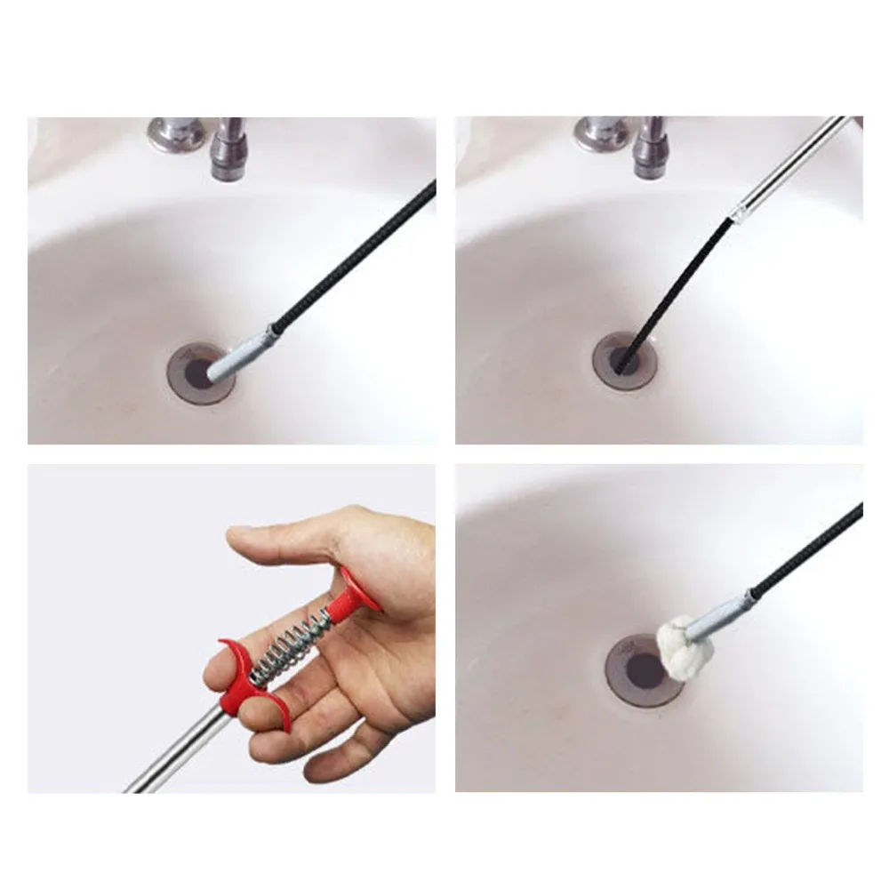 4 Claw Design Hair Clog Remover Flexible Steel Wire Grabberable Pick Up Drain Hair Cleaner Tool Drain Cleaner Stick