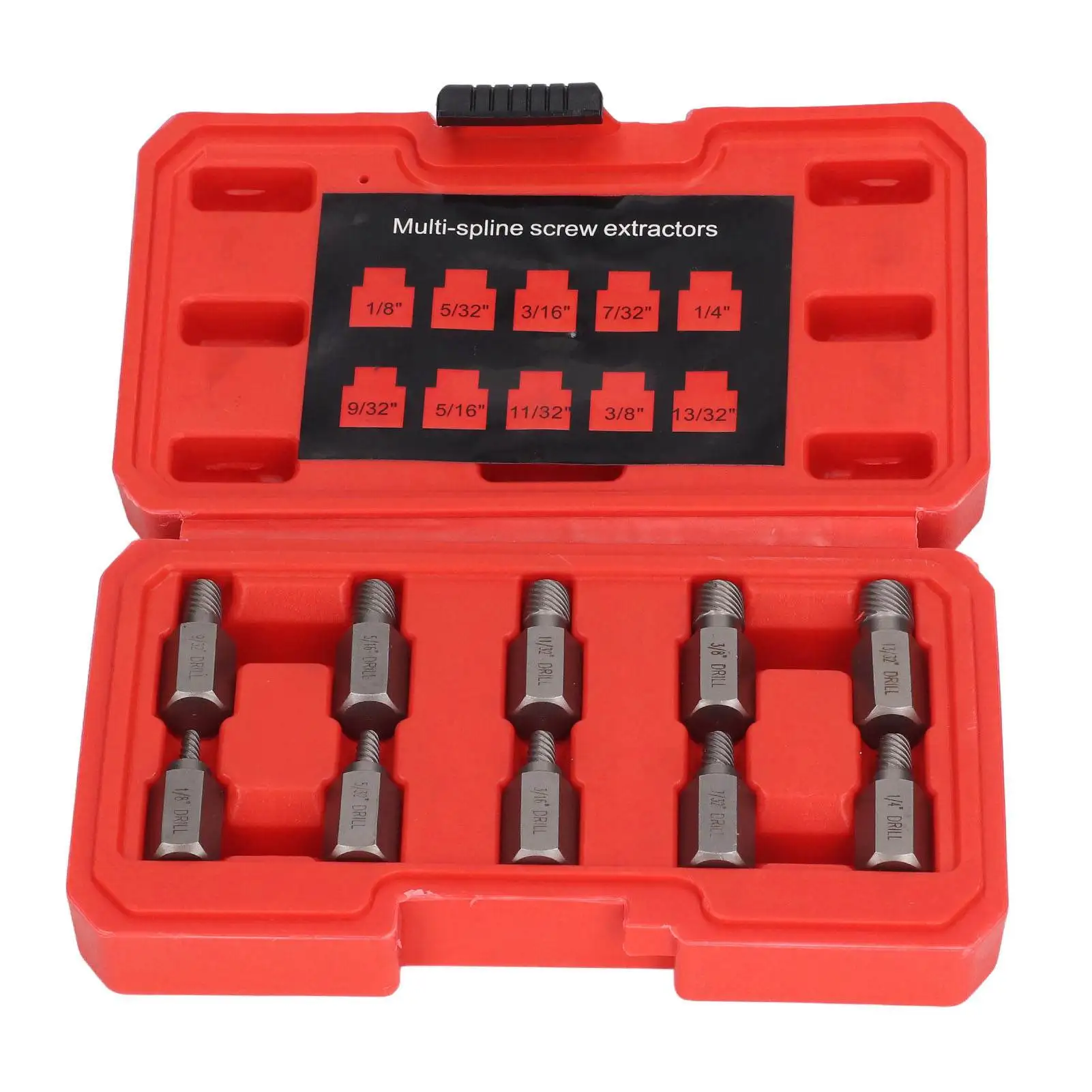 

10PCS Screw Extractors Hex Head Multi Spline Broken Screws Bolts Removal Tool Left Spiral