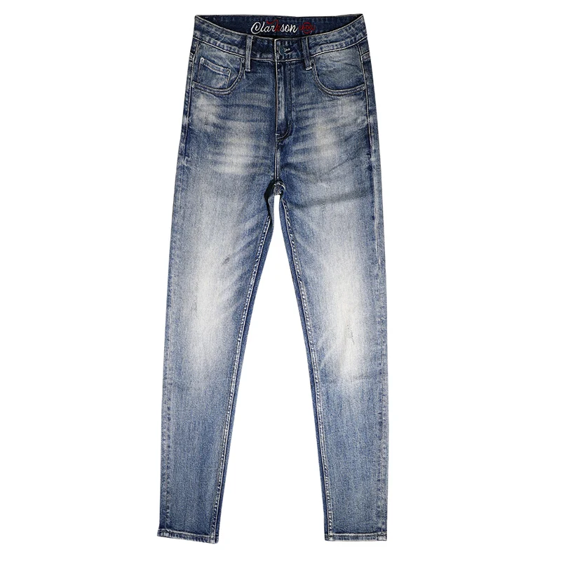 Italian Style Fashion Men Jeans High Quality Retro Blue Slim Fit Ripped Jeans Men Trousers Vintage Designer Denim Pants Hombre