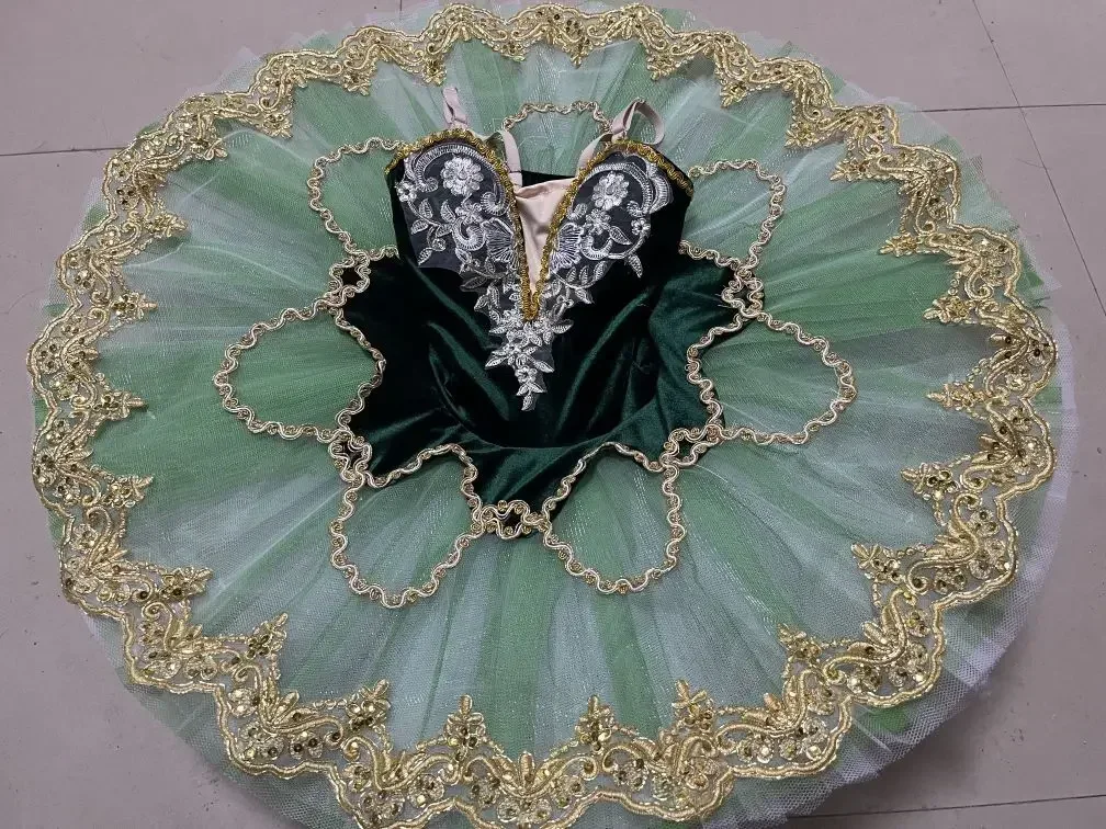Nuovi tutù di balletto verde professionale per bambini Tutu di balletto del Lago dei cigni Costume per bambini Vestito da balletto per ragazze Abbigliamento da ballo
