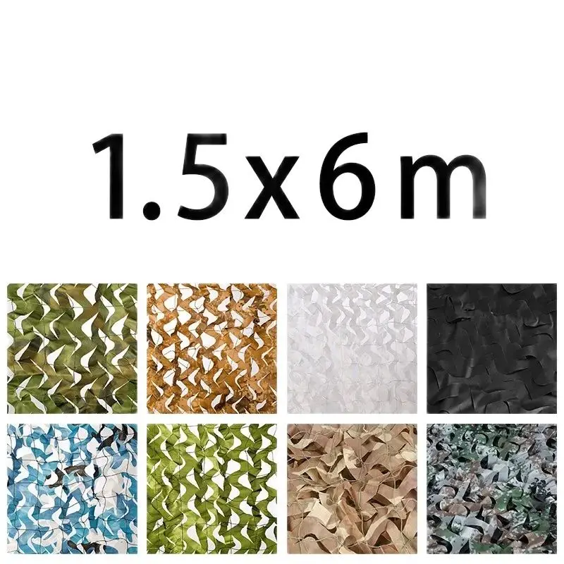 

1.5x6m Reinforced Camouflage Net Woodland Mesh Hunting Camo Netting Shade Garden Awning Hide 1.5x6 1.5*6M 1.5*6