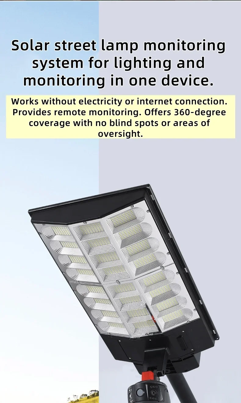 Solar LED Street Lamp 4G Camera smart technologies 3-Lens APP Control PIR Human Detect Security Alarm CCTV Night Vision Outdoor