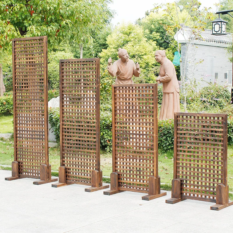 Anti-corrosion wooden base, square grid, diamond lattice decoration, fixed wooden foot fence, fence partition screen, universal