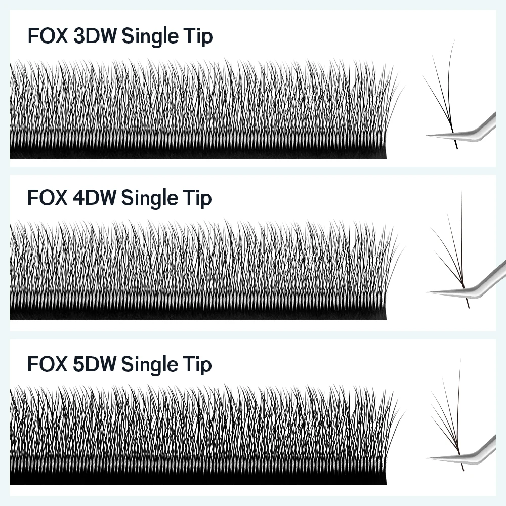 NATUHANA Fox 4D W Shape Eyelashes Extensions Matte Black Natural Wispy Faux Mink False Lashes Premade Volume Fans Lashes