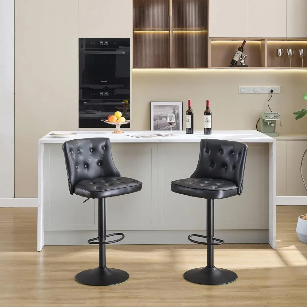 

Bar Stools Set of 2, Adjustable Swivel Bar Stools with Backs, 25-34 Counter Height Bar Stools for Kitchen Island,