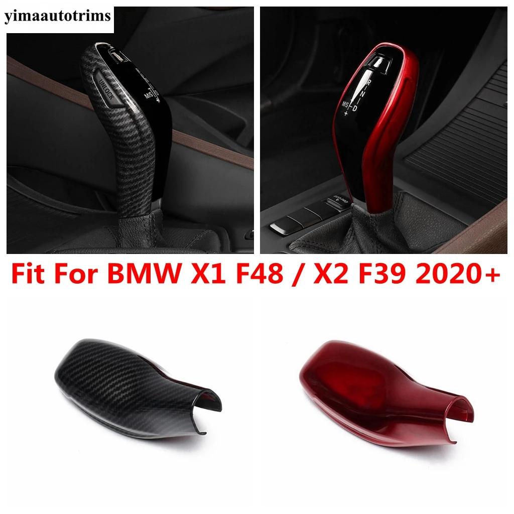 

Car Gear Head Shift Knob Decoration Cover Trim For BMW X1 F48 / X2 F39 2020 2021 Plastic Red / Carbon Fiber Accessories Interior