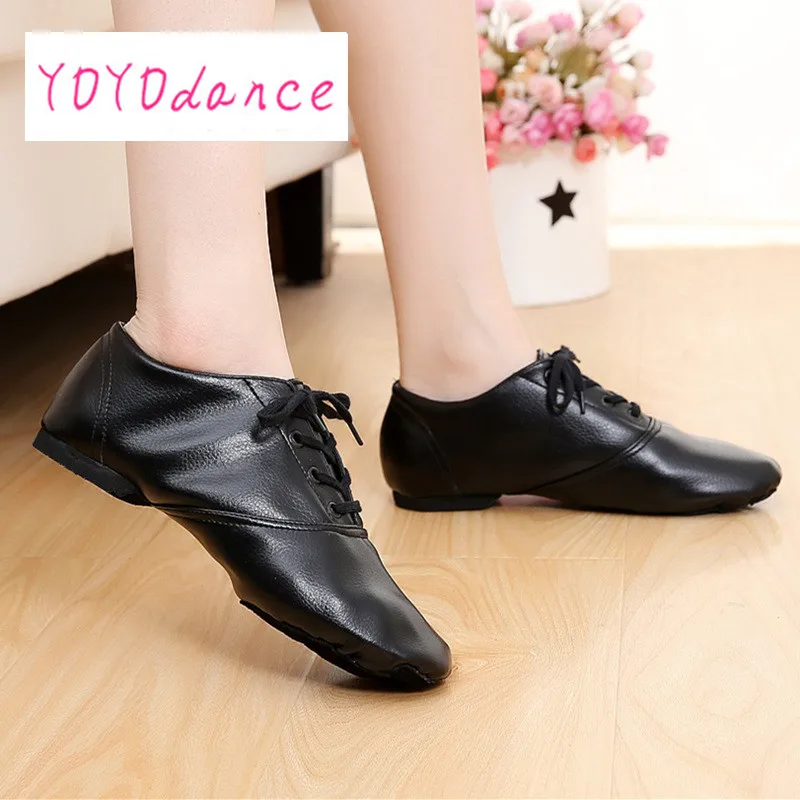 18-25cm PU Leather Low Top Mens Woman Split Sole Soft Sneaker Gym Women Dance Black Jazz Shoes