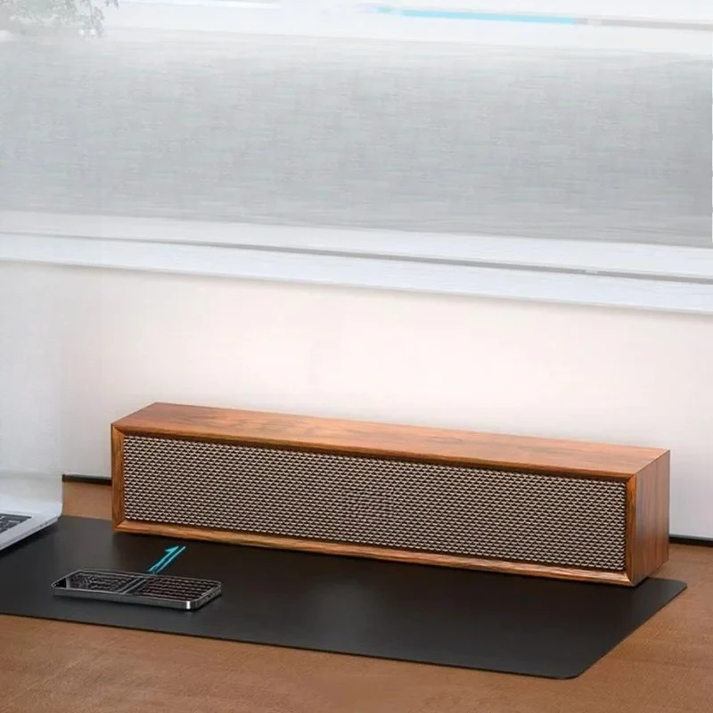 

Portable Wooden Retro Wired Bluetooth Speakers TV Computer 360 Stereo Dual Speaker Heavy Bass Echo Wall Desktop Sound Bar