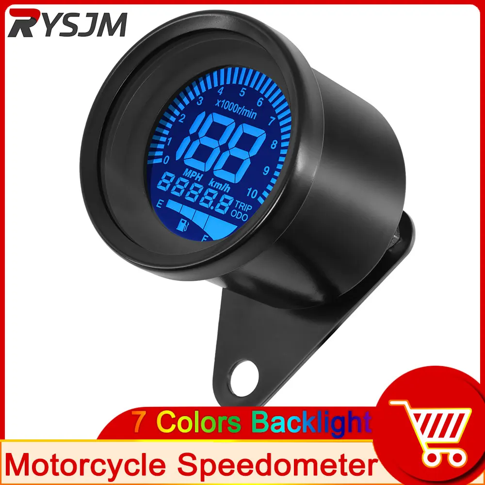 Motorcycle Speedometer Retro LCD Odometer Digital Fuel Meter Universal DC12V LED LCD Tachometer Indicator Scooter ATV Meter