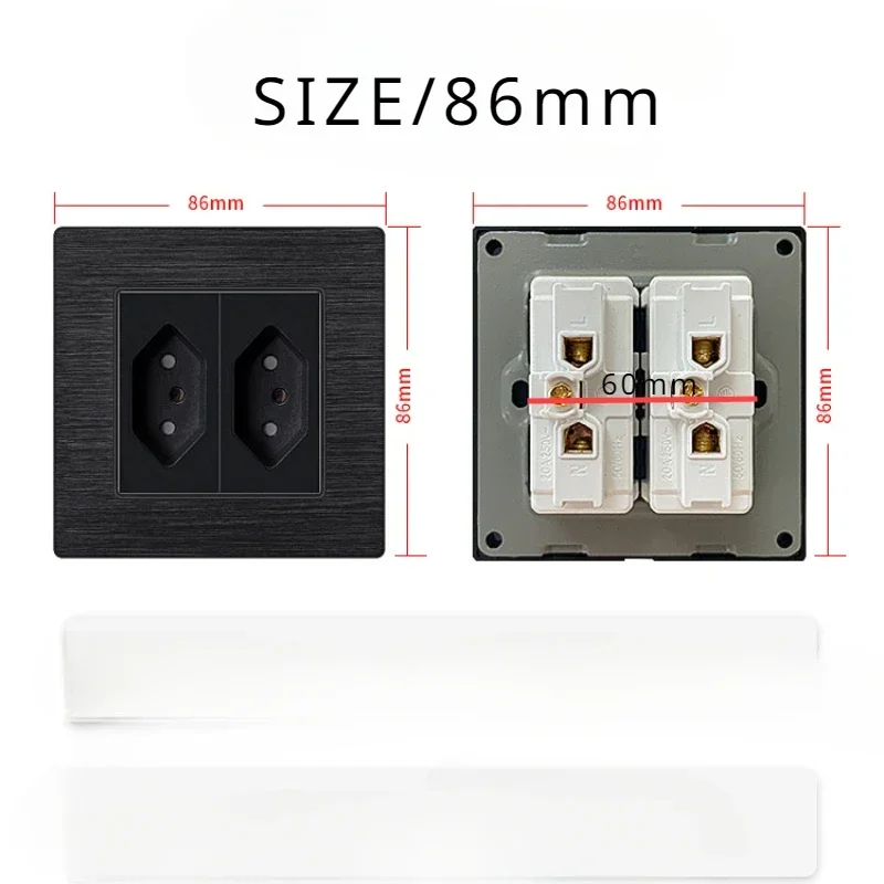 BR Switzerland Wall Electrical Socket 86 118mm 20A 2000W with Usb 1 2 Outlets AC110~250V Black White Glass Panel Power Sockets