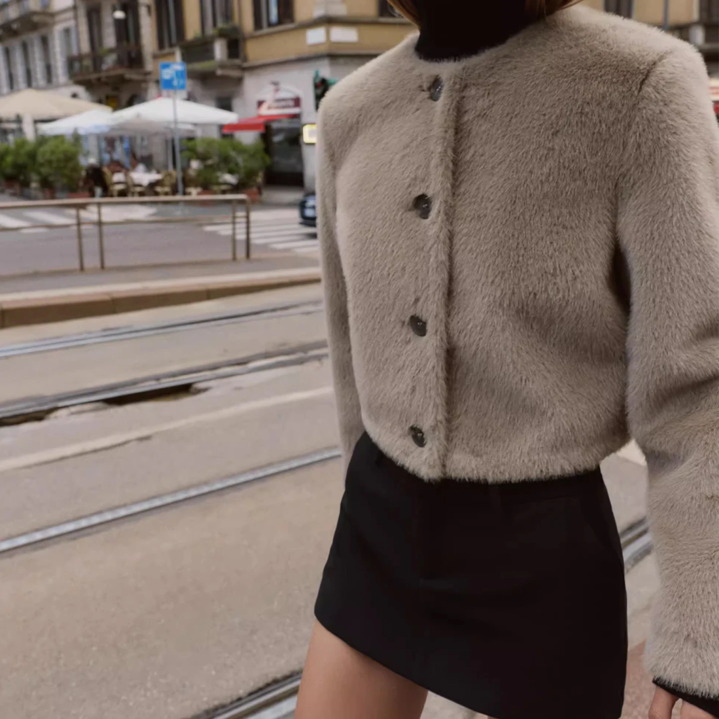Ele ort vêtements d'extérieur effet fourrure artificielle pour femmes décontracté Sle Long Sve rond Ne manteau coupe ample par Z