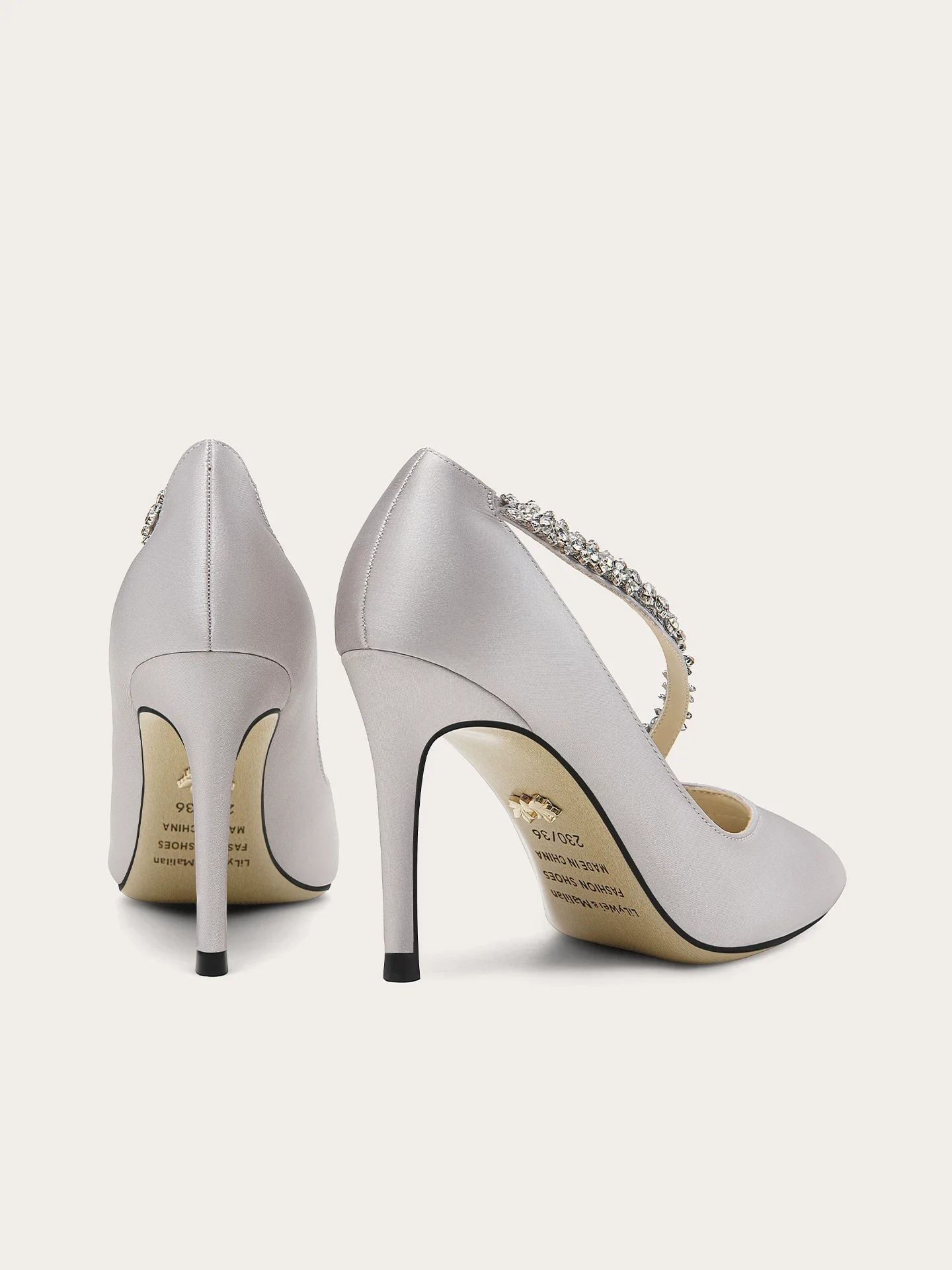 Spring New Pointed Shallow Mouth Water Diamond Silk Single Shoes Banquet Large Size Small Size Widening High Heels Women's Shoes
