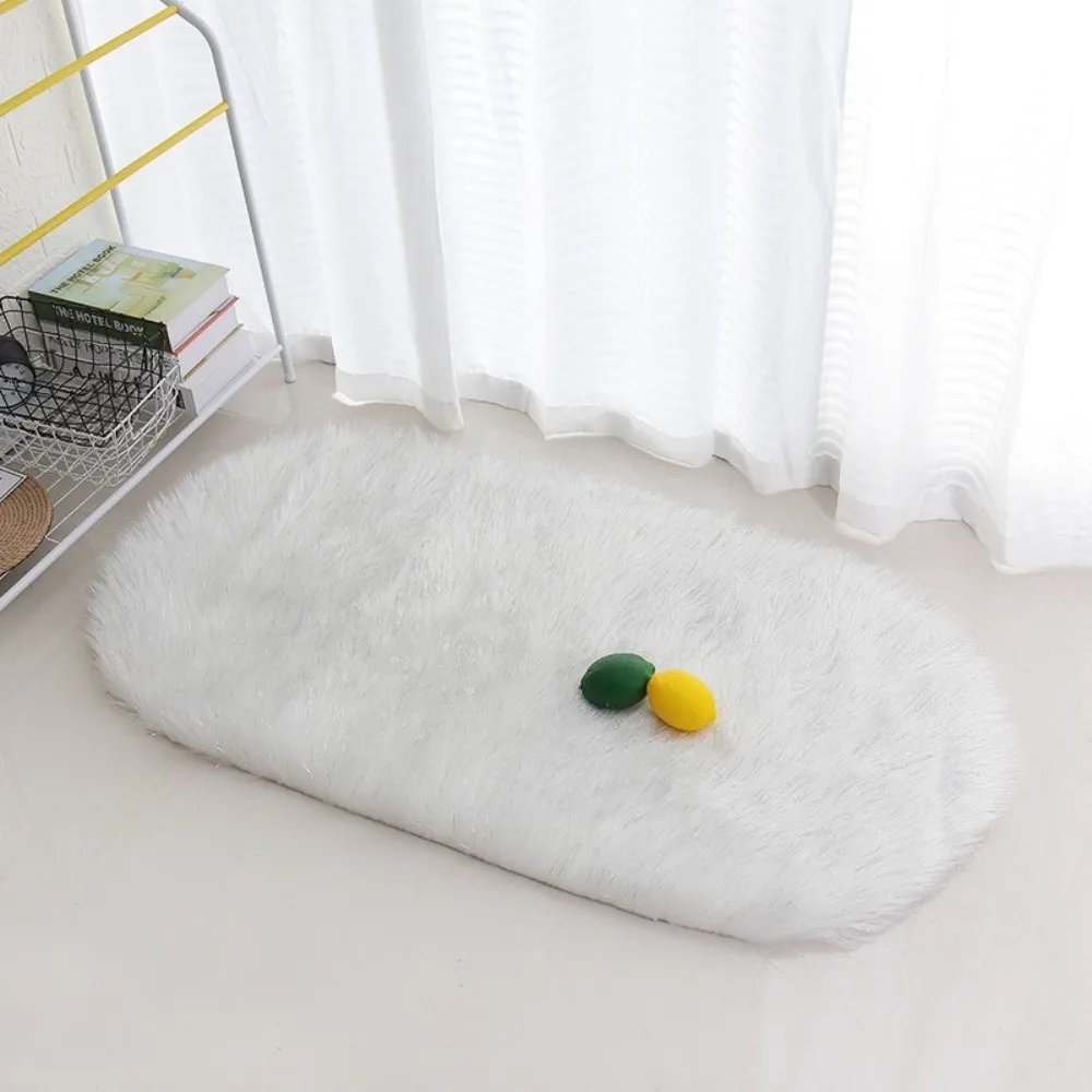 Fluffy Shaggy Imitation Wool Bedside Rugs Floor Protection Non Slip Long Hair Carpet Washable Sheepskin Carpet Home Decor
