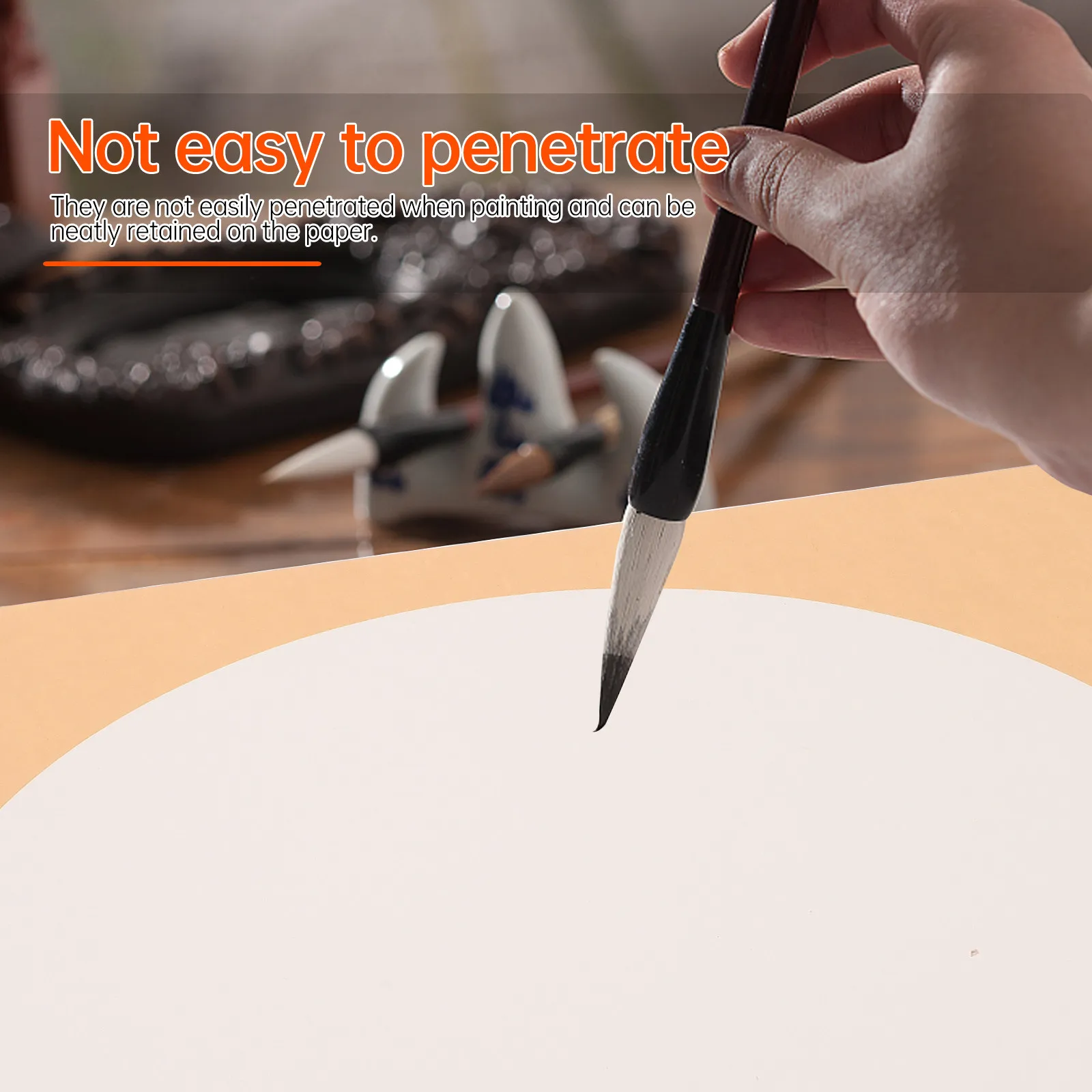 

10 Sheets Professional Chinese Xuan Paper Fan Surface Thickened Art Painting Paper for Ink Control Calligraphy