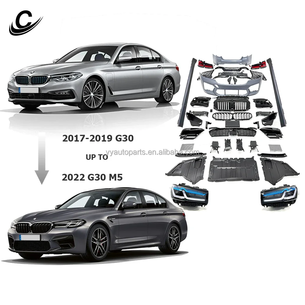 M5 Style Body Kit For Bmw 5 Series G30 G38 2017-2019y Old to New 2022y G30 Lci M5 Style Car Bumper Side Skirt Auto Body Parts