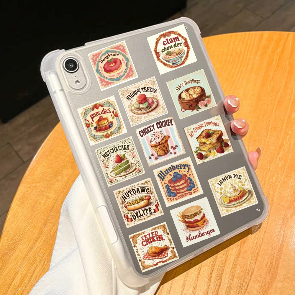 50 قطعة كعكة الغذاء الرجعية المعكرونة ملصقات الشارات لأجهزة الكمبيوتر المحمول سجل القصاصات حقيبة الثلاجة الغيتار DIY بها بنفسك ملصقات الكرتون الجمالية