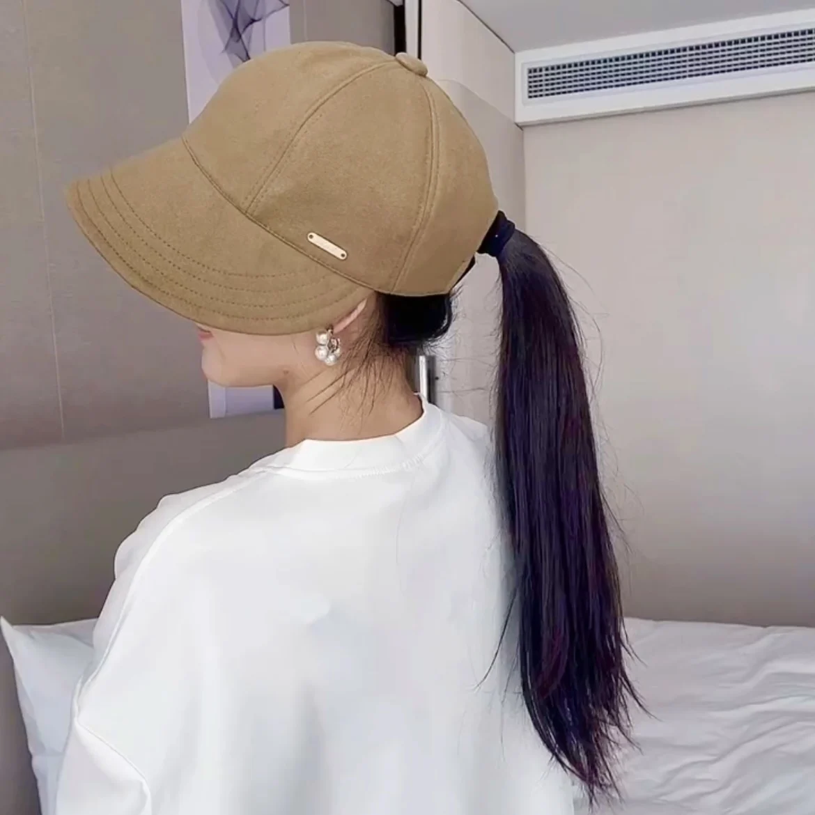 Ladies Spring Autumn Plain Makeup Fisherman Hat Can Be Tied Ponytail Fashion Shade Cap In 2023 Best-selling Models of Pot Hats