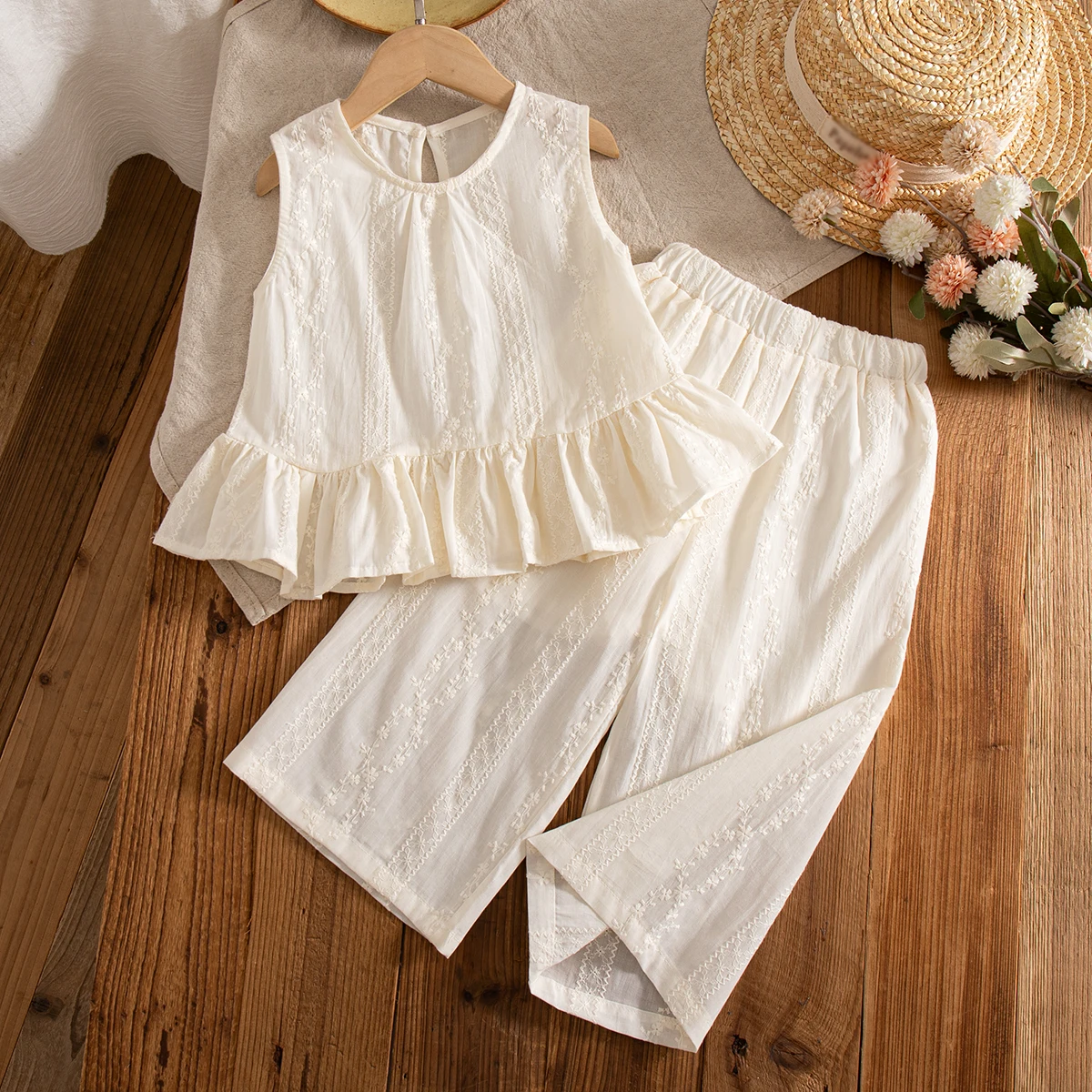 Summer New Baby Girl Two-Piece Simple Casual Children'S Solid Color Clothes (9 Months -4 Years Old)