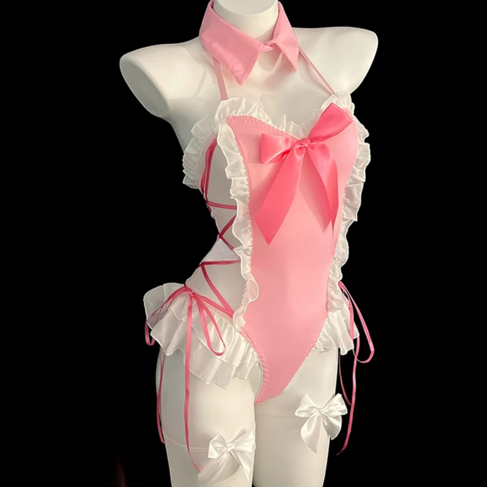 

Японский наряд горничной Лолита, аниме, боди, сексуальный кролик для девочек, косплей, эротическое нижнее белье с кроликом, кавайный костюм для ролевых игр, костюм 18