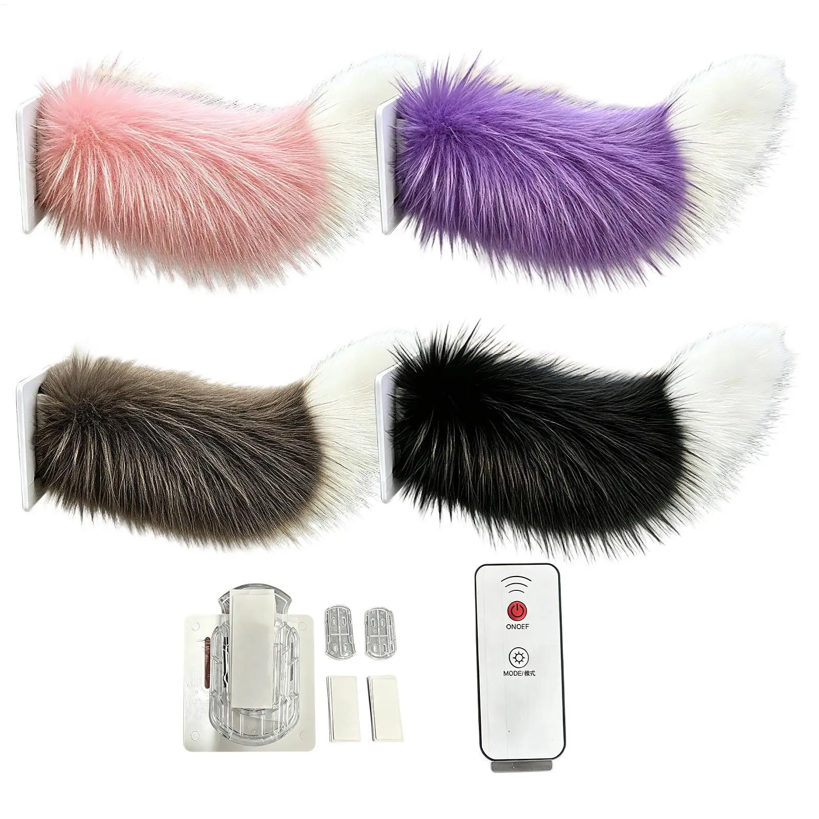 Cute Electric Wagging Plush Tail For Car Remote Control Moving Fox Tail Decoration Universal For Car Scooter Motorcycle