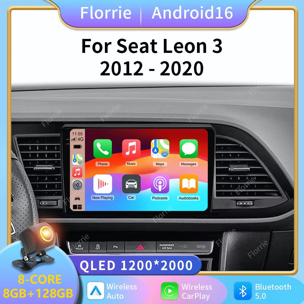 Android 16 Carplay Car Radio For Seat Leon 3 2012 2013 2014 2015 - 2020 Navigation GPS Multimedia Player Stereo Wifi 4G Auto BT