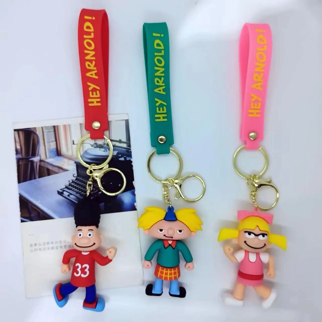 Cute Cartoon Action Figure Hey Arnold! Keychain Arnold Shortman Figurines Backpacck Car KeyRing Pendant Children Gift wholesale