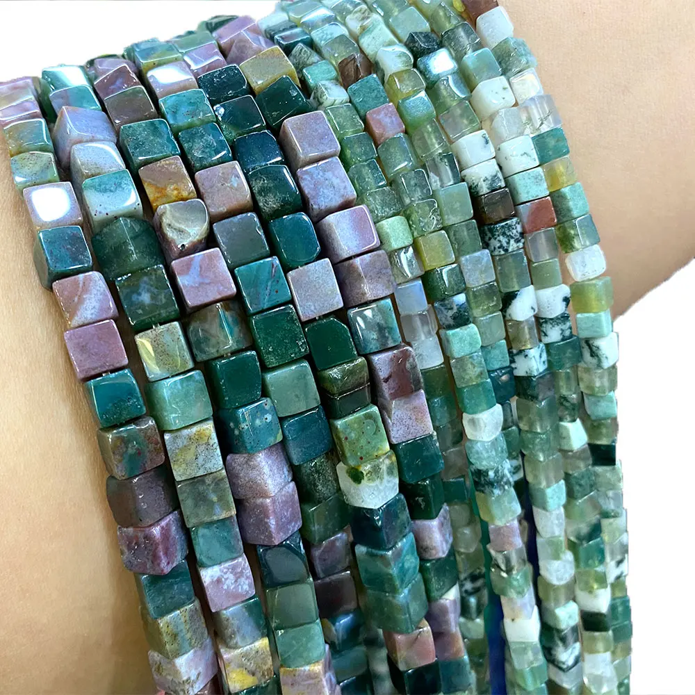 New Square Natural Stone Beads Jade Lapis Lazuli India Agate Labradorite for Jewelry Making DIY Bracelet Necklace Charms 4/6/8MM