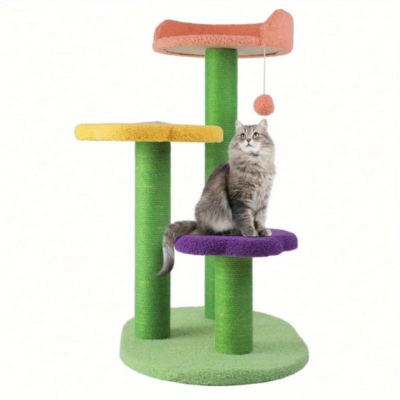 

Flower Cat Tower Tree with Sisal Scratching Posts Furniture for Indoor Kittens