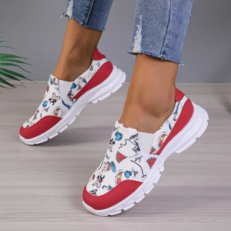 Christmas Sneakers for Women 2024 Autumn handiness Breathable Thick Bottom Casual Sports Woman Platform Slip on Walking Shoes