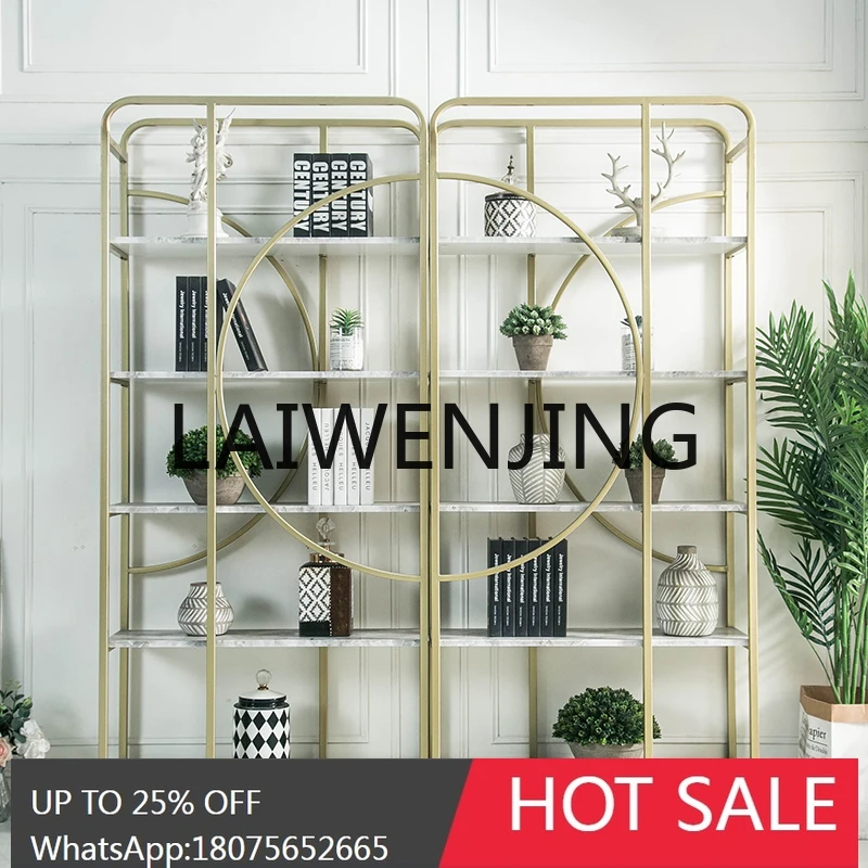 Nordic Shelf Floor Bookcase Metallic Living Room Creative and Slightly Luxury Iron Display Bookshelf