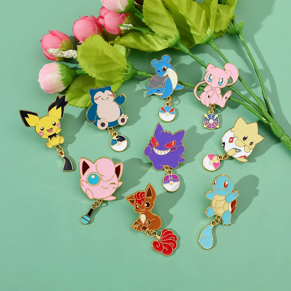 Cartoon Anime Pokemon Series Enamel Pins Lovely Cute Pikachu Squirtle Charmander Brooches Badges for Fans Birthday Gifts