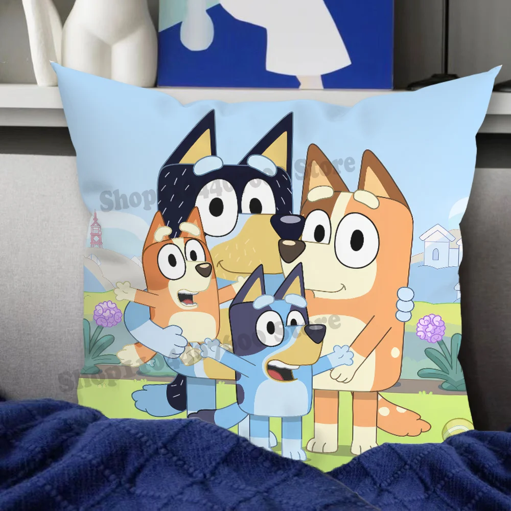 Cute B-Bluey-s D-Dog Cartoon Pillow Case For Home Bedroom Room Decoration Living Room Sofa Cushion Cover Suitable