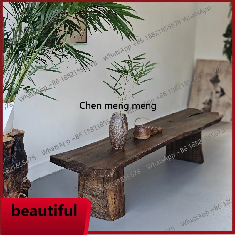 

X Natural edge of solid wood bench, shoe changing stool at the end of the bed in Mingsu Studio Clothing Store