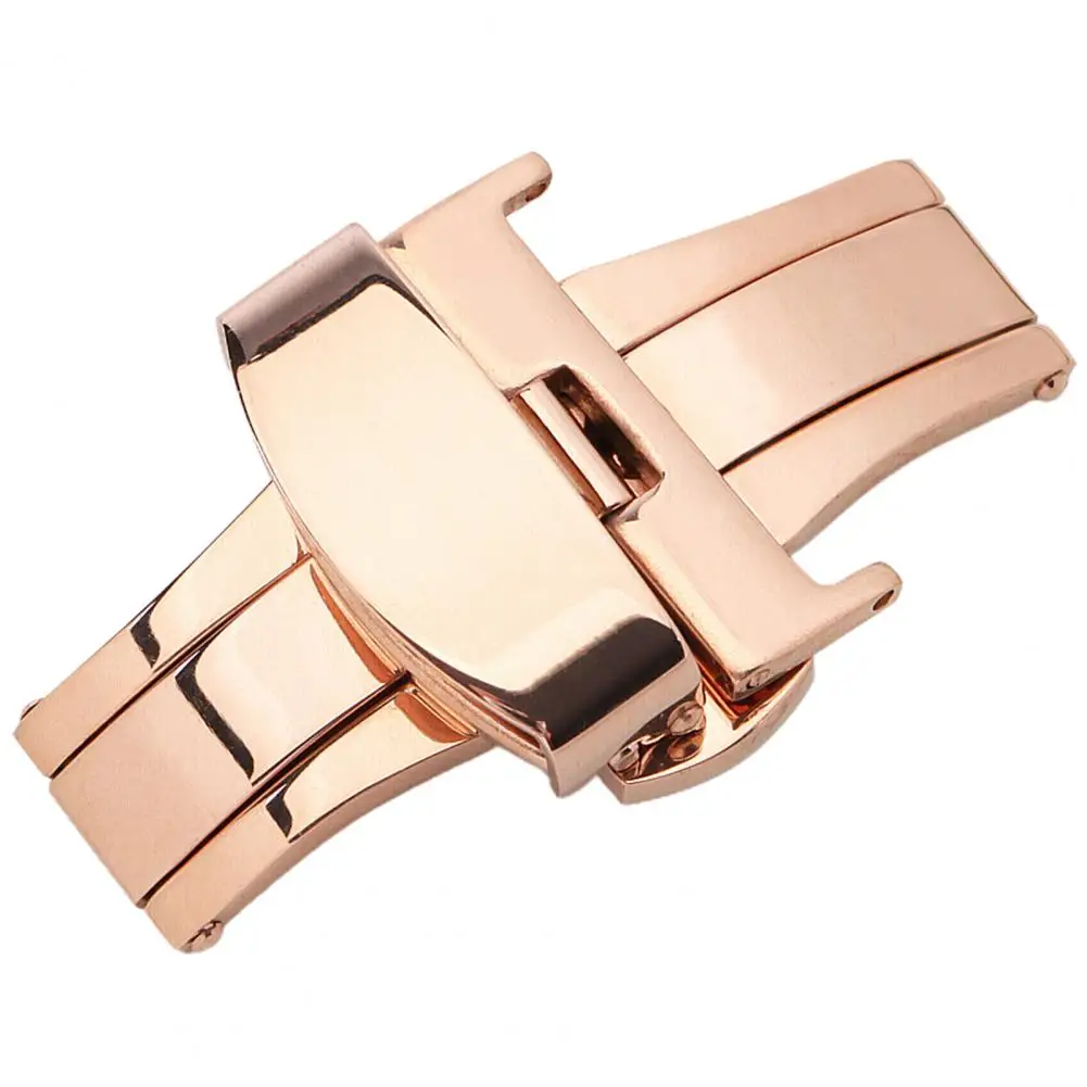 12/14/16/18/20/22/24mm Watchbands Watch Strap Butterfly Clasp Watch Buckle Stainless Steel Double Pull Button Fold Watch Buckle