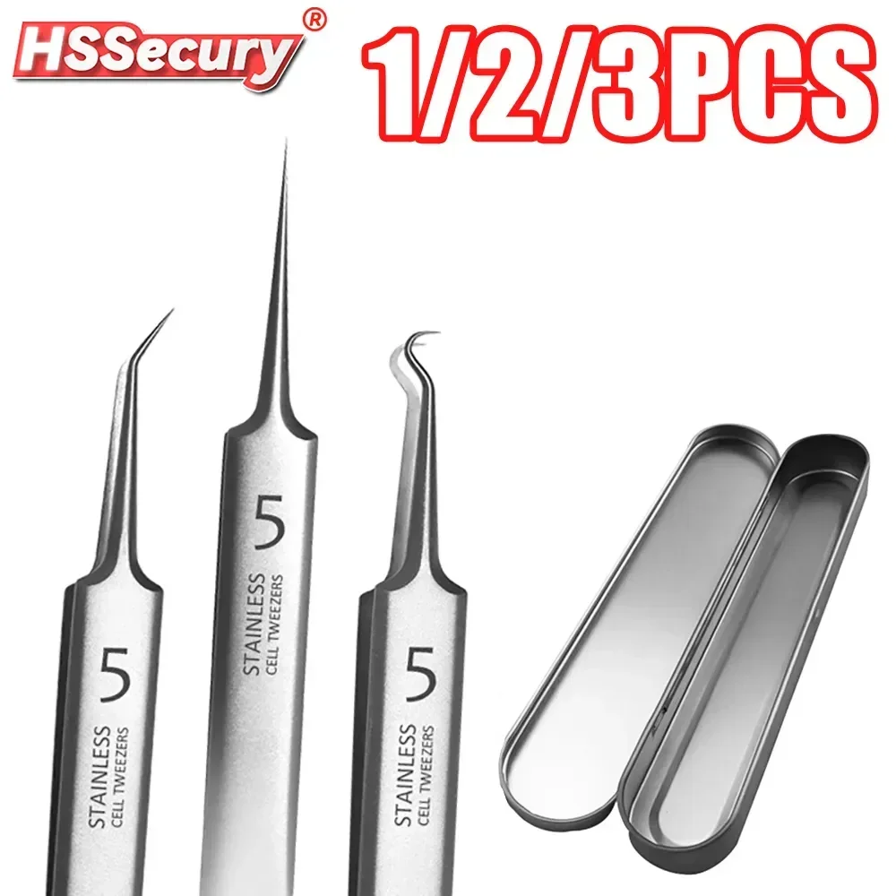 

1/2/3pcs Stainless Steel Tweezers German Straight Precision Maintenance Industrial Repair Home Eyebrow DIY Tweezer Tools Set