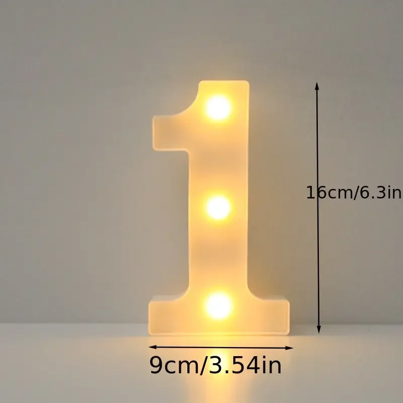 1pc 6,3 zoll Dekorative LED Lampe Weiß Kunststoff Festzelt Anzahl Licht up Zeichen Neon Für Home Hochzeit Party geburtstag Urlaub Dekor – Detail 1