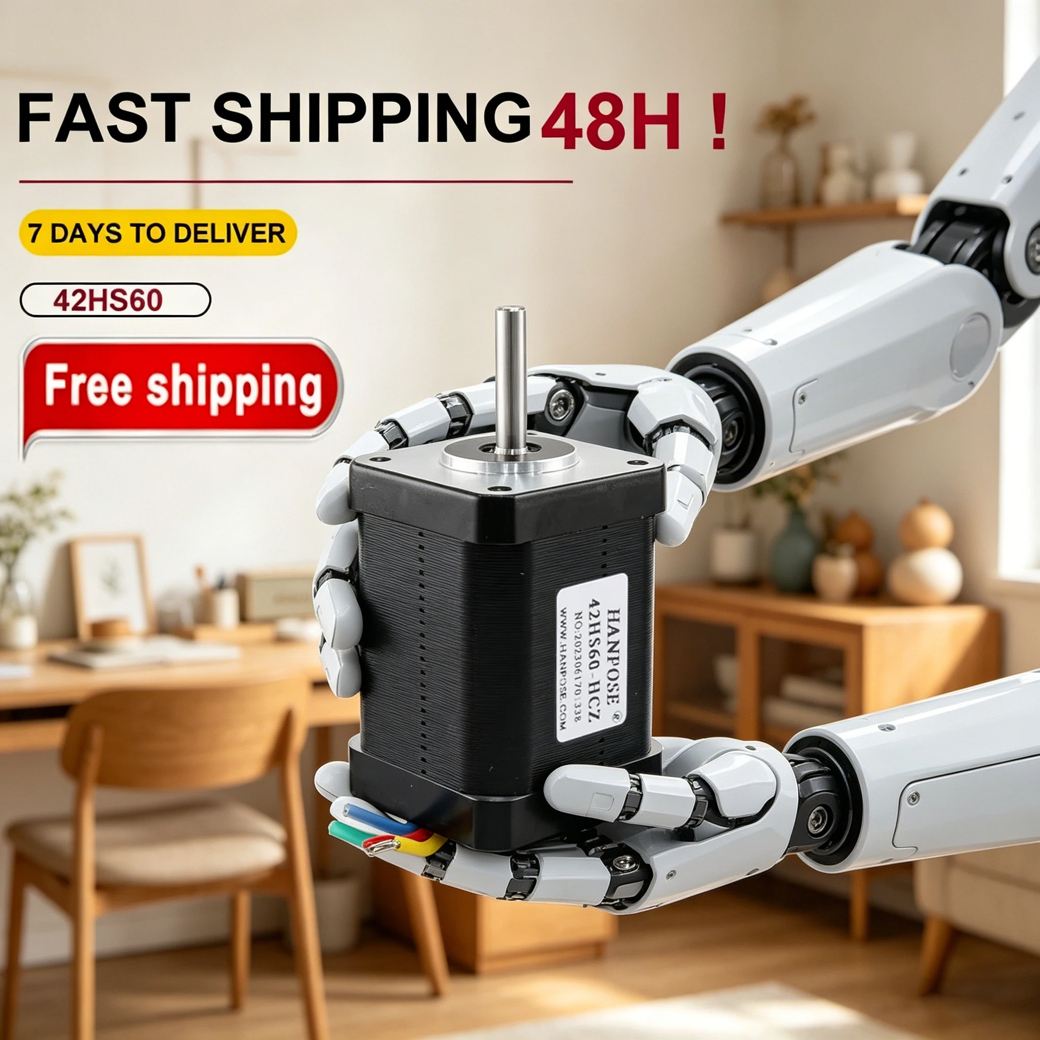 1.8 Degree 42HS60-HCZ 4 Leads Nema 17 Stepper Motor 2 Phase 42HS60 1.7A Torque 0.7N.m For CNC Laser 3D Printer 12V