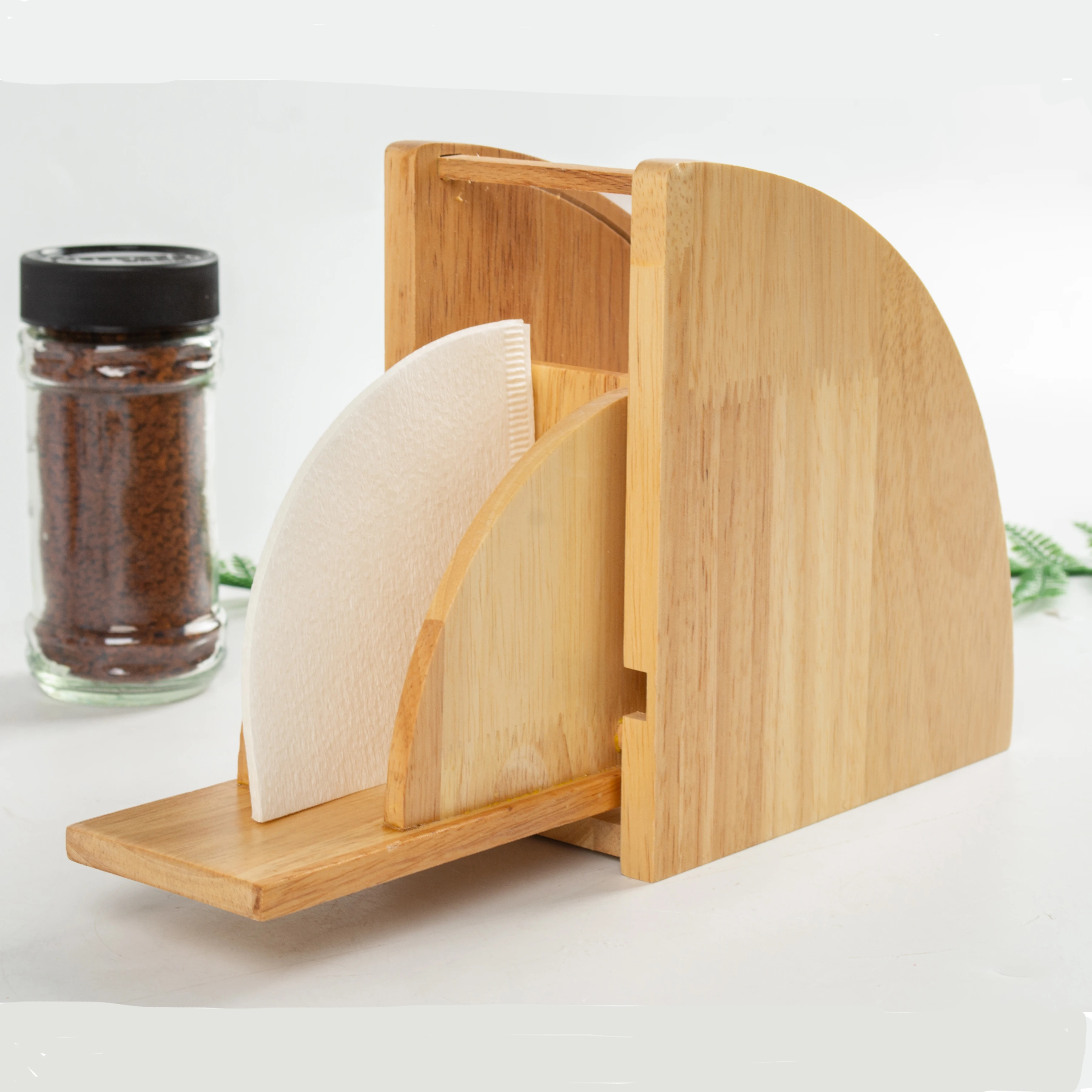 Beech Wood High Standard Factory Directly Supply Wholesale 510G Coffee Filter Holder Coffee Holder Coffee Filter Paper Holder
