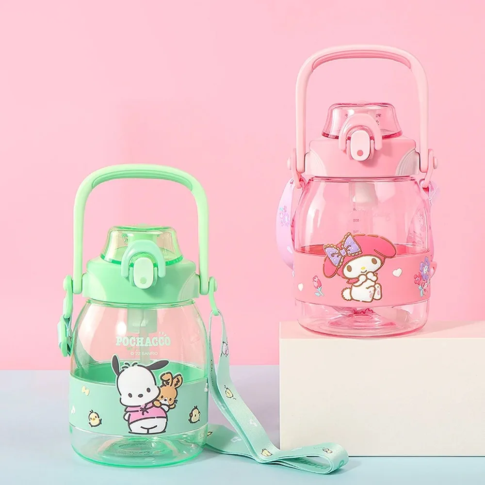 MINISO Sanrios Anime Cinnamoroll My Melody Pochacco Kuromi Tritan Material Water Bottle Cup Large Capacity Plastic Straw Cups