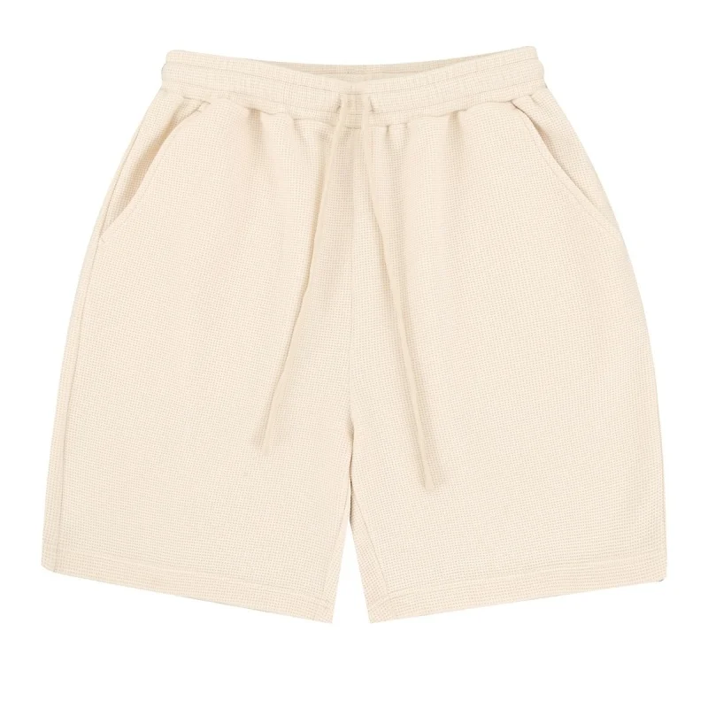 กางเกงขาสั้นลายตารางสำหรับผู้ชายสุดเทรนดี้ - กางเกงลำลองทรงหลวมเอวยางยืด