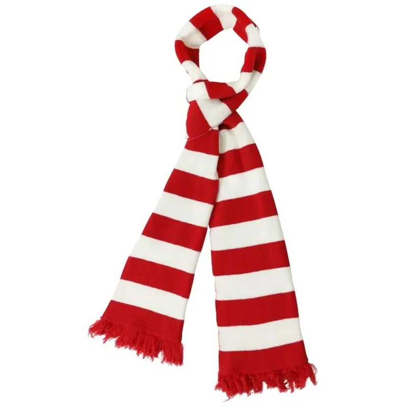 

CyWinter Red White Striped Scarf Unisex Christmas Snowman Knit Warm Adult Children Holiday Costume Party Matching Scarves Items