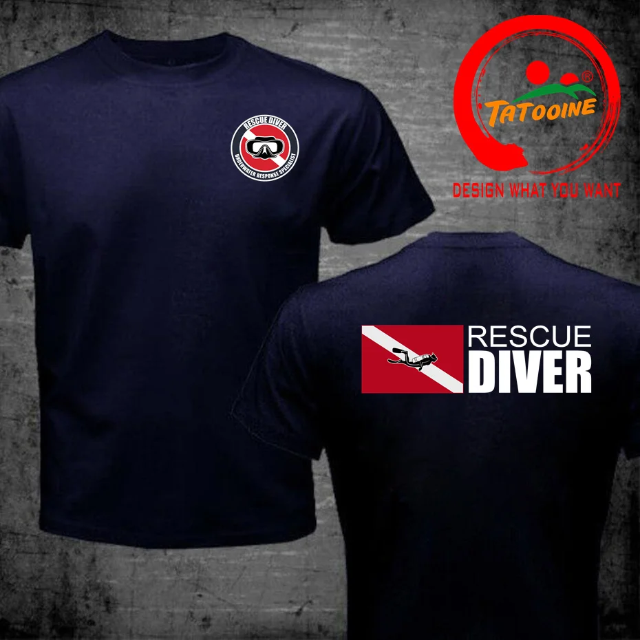 Rescue Diver Flag T-shirt Funny Scuba Diving T-Shirt Fan Gift Idea T Shirt Casual Dive Tee Shirt Streetwear Clothing Tops Tshirt