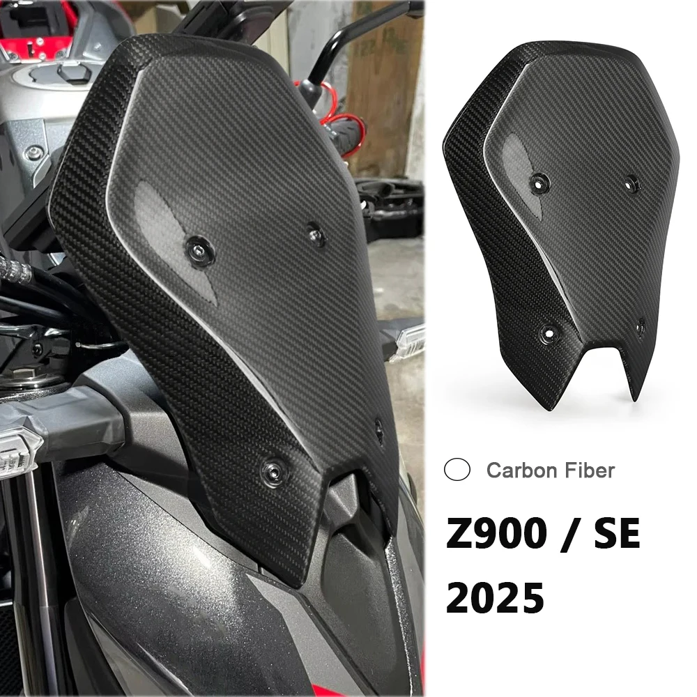 

Carbon Fiber Motorcycle Windscreen For Kawasaki Z900 Z900SE z900 2025 Air Flow Windshield Deflector Wind Screen Visor Cover