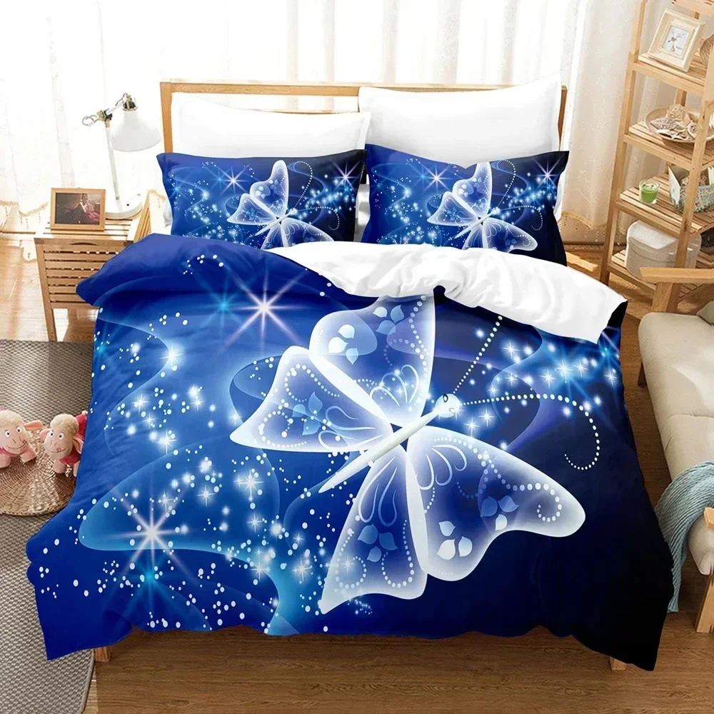 

Top Magic Butterfly Pattern Duvet Cover with Pillow Cover Bedding Set Single Double Twin Queen King Size Home Bed Cover Set