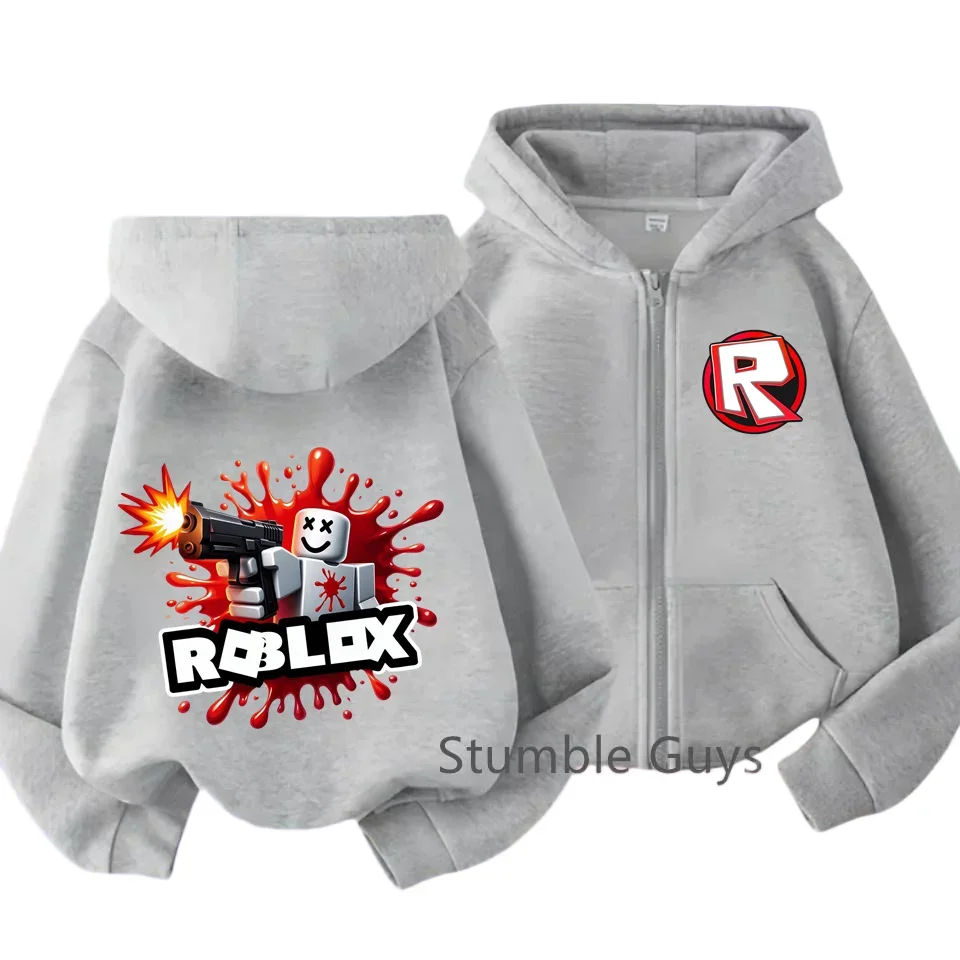 Crianças Roblox Casual Zipper Hoodie Primavera Trendy Jogo Gráfico Anime Meninos Roupas Meninas Moda Roupa