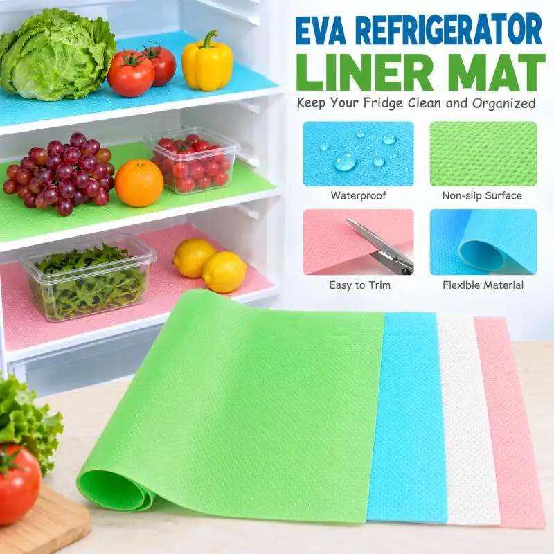 4-40Pcs EVA Fridge Liner Mat, Waterproof Anti-Oil Washable, Heat Insulation Pad for Refrigerator, Kitchen Cabinet Drawer