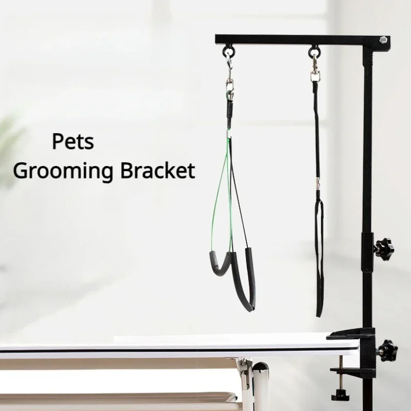 Foldable Pets Grooming Bracket Adjustable Steel Suspender Grooming Table with Sling Arm Support Dog Cat Holder for Bath Desk