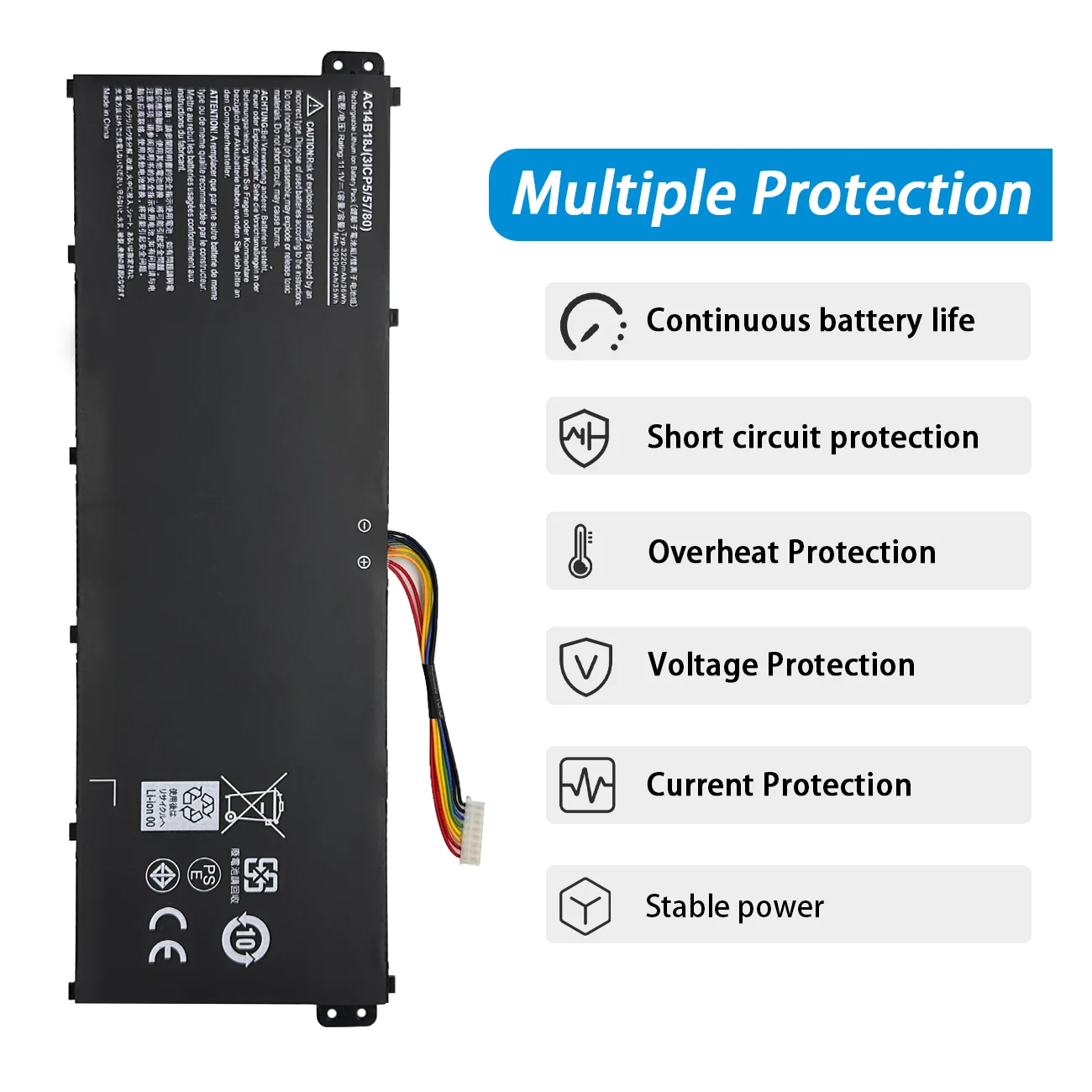 AC14B18J  Laptop Battery for Acer Aspire E3-111 E3-112 E3-112M ES1-531 MS2394 B115-MP EX2519 N15Q3 N15W4 AC14B13J 11.1V 36WH