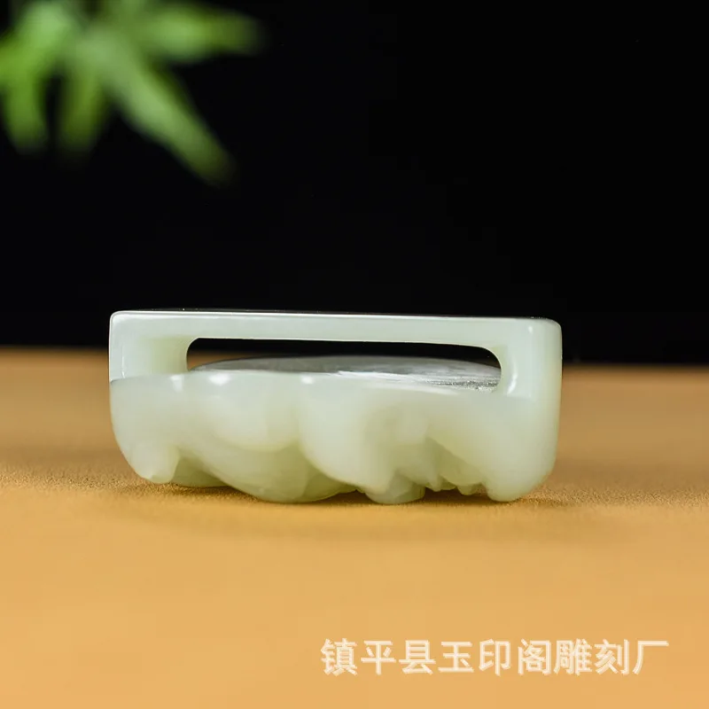 Natural Hotan Jade Light Green Belt Pendant Men's Waist New Model