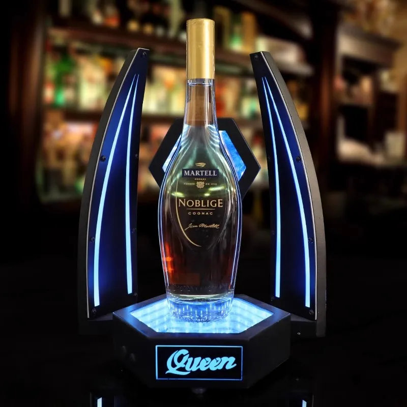 LED Rechargeable Mirror Backlit Sign Champagne Bottle Presenter Imperial Crown Queen Cocktail Wine Whisky XO Bottle Glorifier